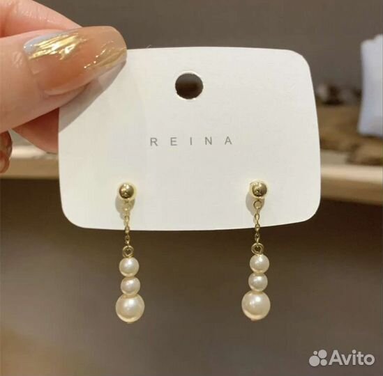 Серьги с жемчугом длинные