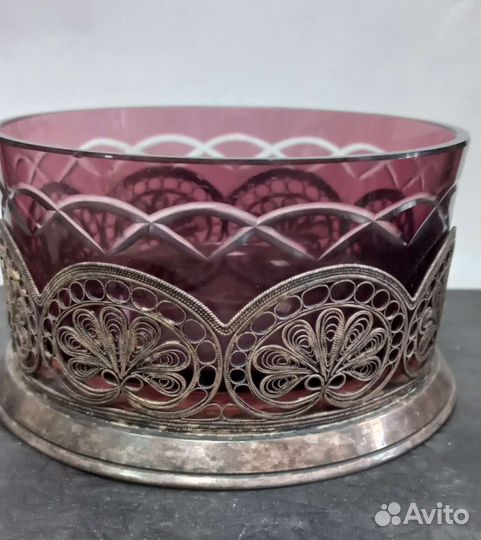 Конфетница цветное стекло СССР