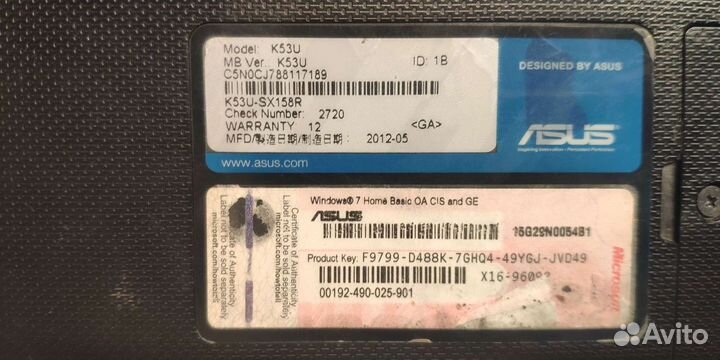 Ноутбук asus на запчасти