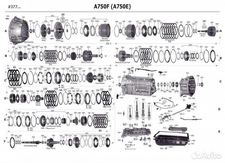 Автомат Toyota A750 A760 A761 в разборе АКПП A760E