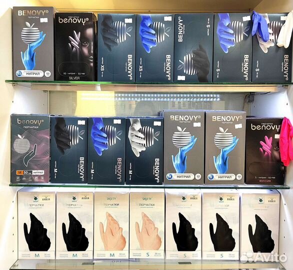 Перчатки нитриловые benovy в ассортименте