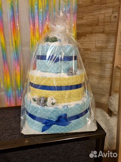 Торт из памперсов на рождение/выписку для малышей