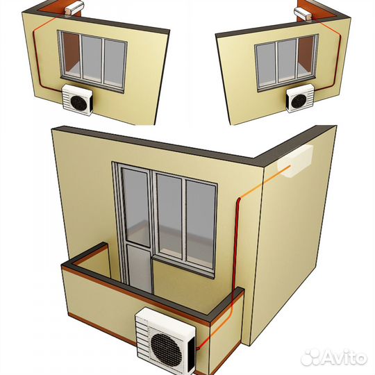 Установка кондиционера,монтаж,закладка трасс