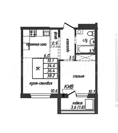 1-к. квартира, 38,2 м², 3/10 эт.