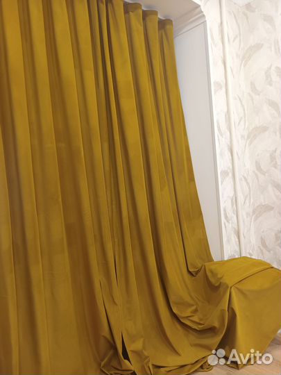 Шторы бархат охра