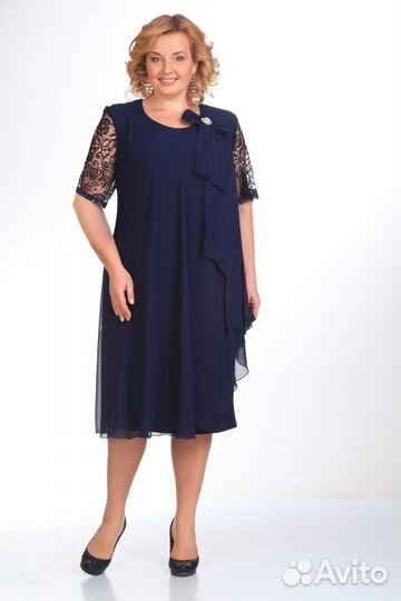 Платье р.58 вечернее темно-синее Беларусь нарядное