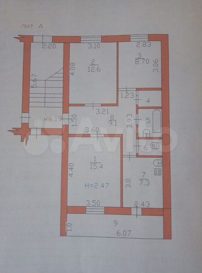 3-к. квартира, 61,7 м², 2/5 эт.