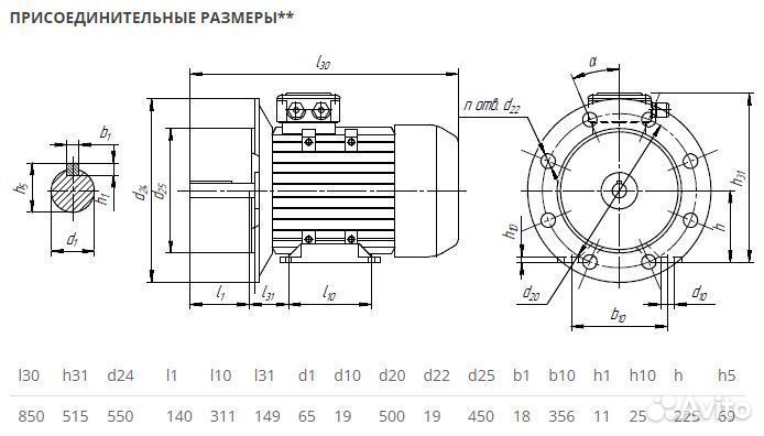 Электродвигатель аир 225М6 (37кВт-1000об) новый