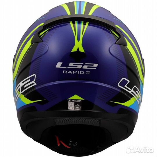 LS2 FF353 rapid 2 flitz Full Face Motorcycle Мотошлем Yellow Fluo Blue