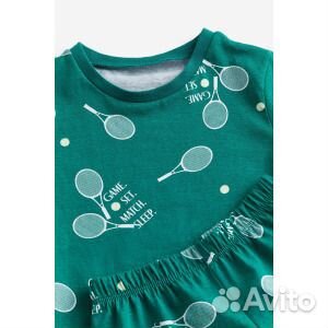 Пижама H&M Kids Printed Cotton Tennis Rackets, зел