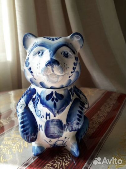 Гжель медведь медовница Авторская работа