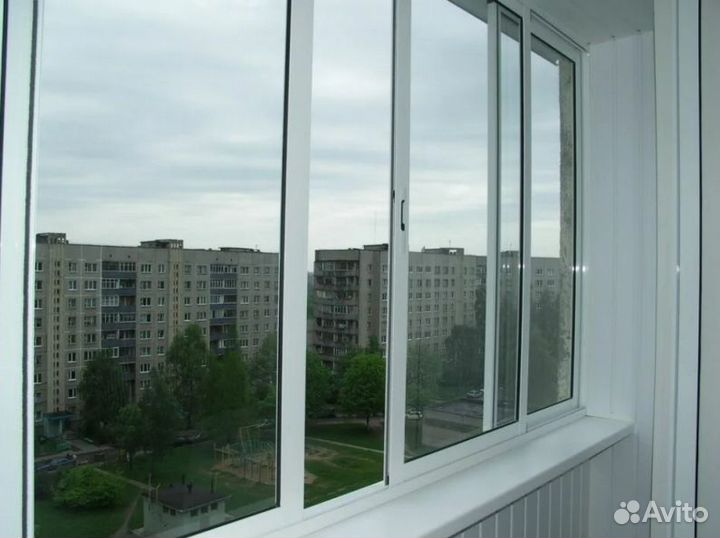 Остекление раздвижное с отделкой