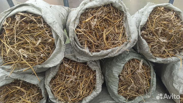Солома в мешках