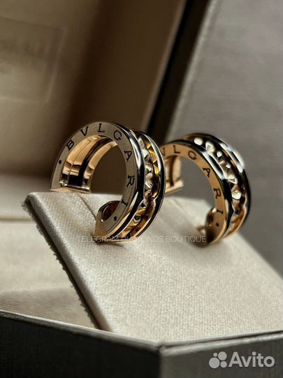 Серьги bvlgari розовое золото 750, керамика