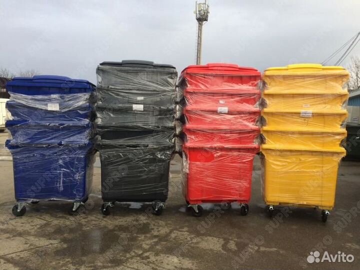 Пластиковый евроконтейнер для мусора 1100л Ш3059