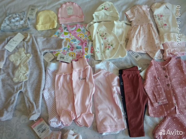 Новые вещи для девочки пакетом от 0 до года