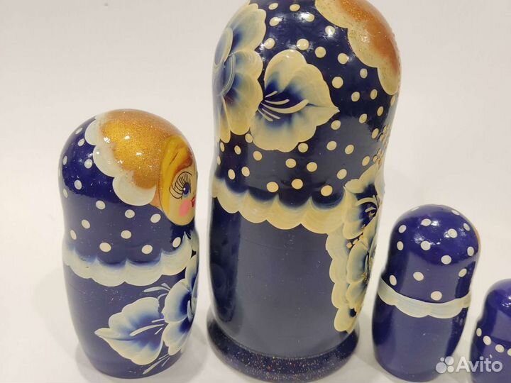 Матрешка 15 см 5 шт гжель