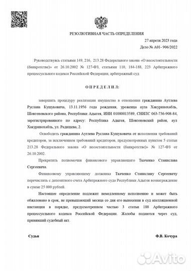 Списание долгов, Финансовый управляющий
