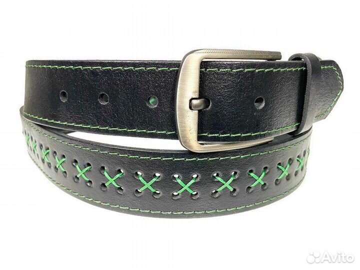 Ремень кожаный “Bear” 776 с прошивкой нитками