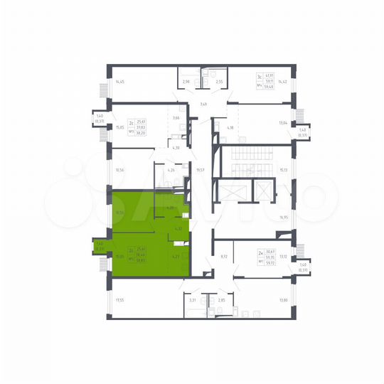 2-к. квартира, 38,8 м², 11/13 эт.