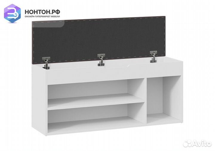 Тумба для обуви Тип 12 белый ясень / велюр серый