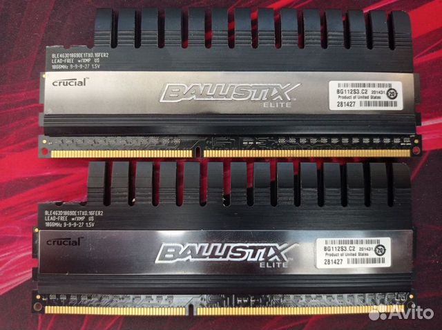 DDR3 8 Gb (2x4Gb) Crusial BLE4G3D1869DE1TX0.16FER2