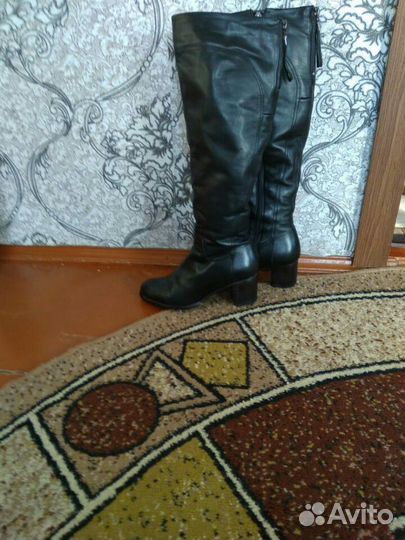 Сапоги высокие женские зимние и осенние кожаные
