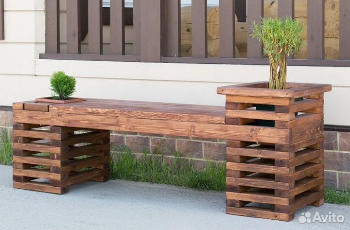 Скамейка кашпо для дачи