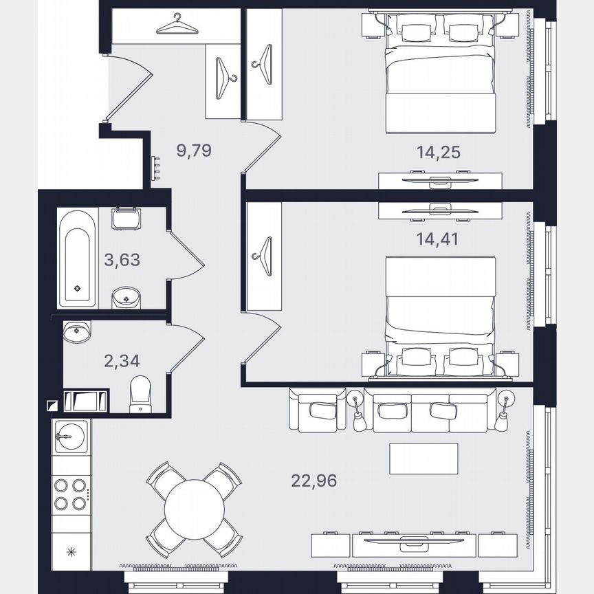 3-к. апартаменты, 67,4 м², 18/24 эт.
