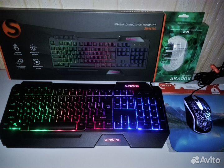 Новый Набор Клавиатура Мышь Коврик SW-Led Gaming