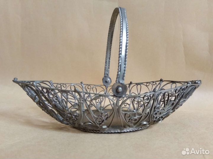 Мельхиоровая конфетница (скань) СССР