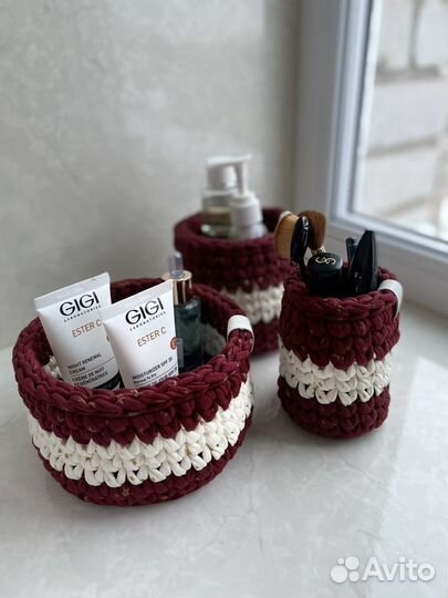 Корзинка из трикотажной пряжи