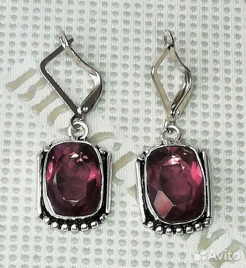 Серьги серебрение аметист С656