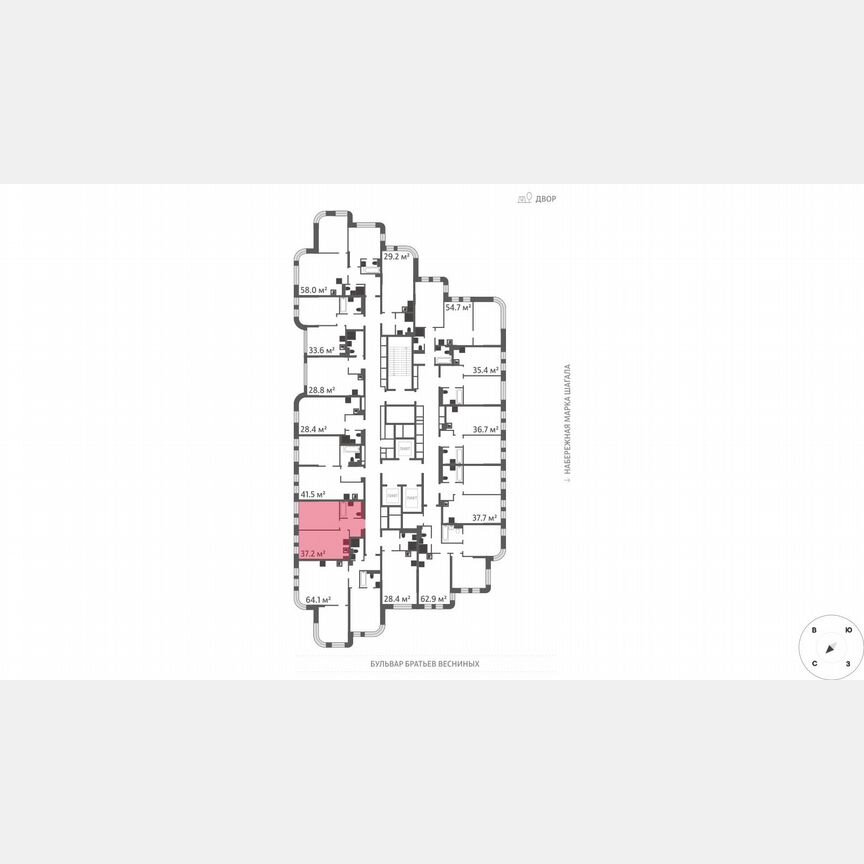 1-к. квартира, 37,2 м², 4/43 эт.