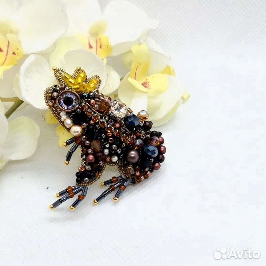 Брошь царевна лягушка ручной работы