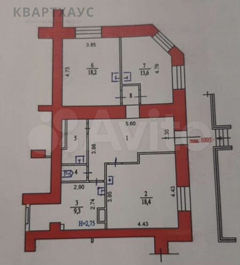 5-к. квартира, 82,6 м², 1/17 эт.