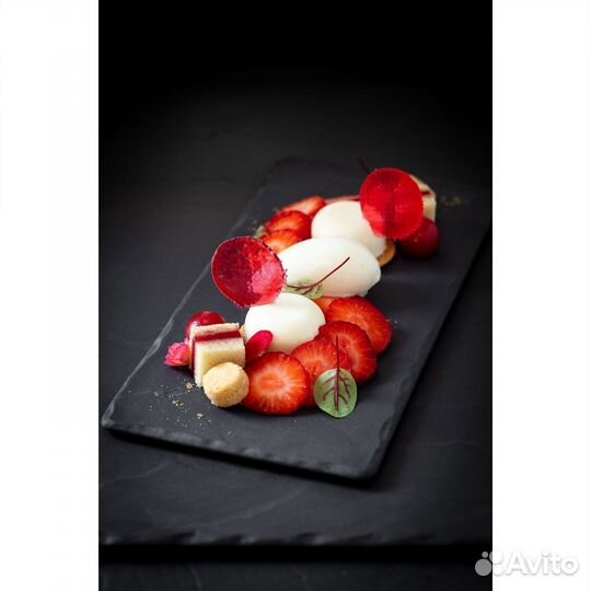 Блюдо Revol Базальт для подачи 250х120х7мм, керамика, черный