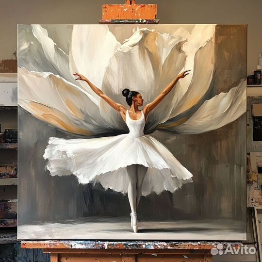 Картина маслом с душой балерина-цветок