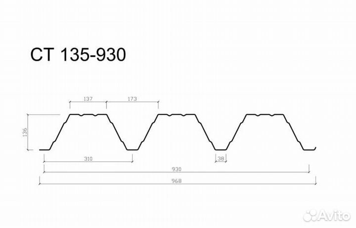 Профнастил ст 135-930 0,7 мм