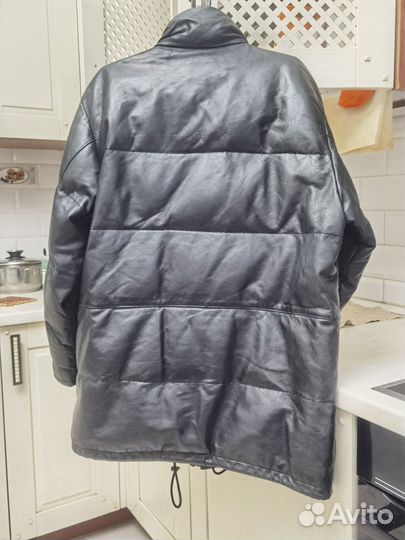 Кожаный пуховик 48 размер