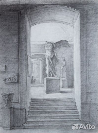 Интерьеры музея слепков, рисунок А2, без рамы