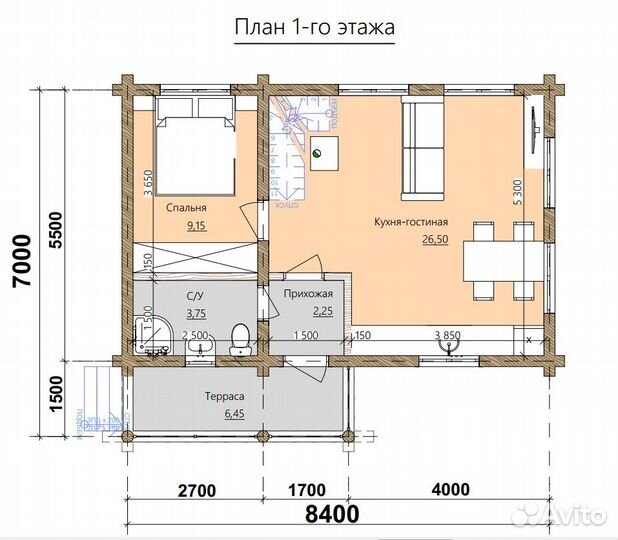Сруб дома 88 м2 из оцилиндрованного бревна
