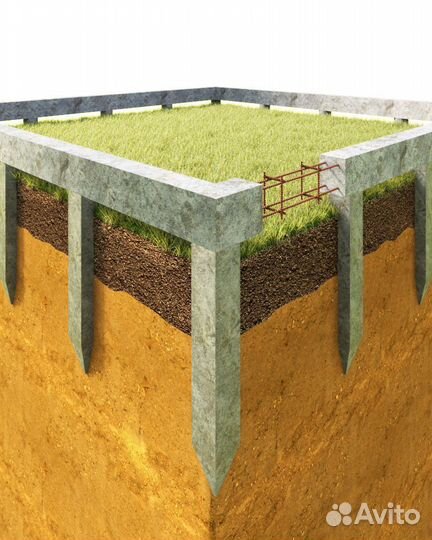 Забивка жб свай под 2-эт каркасный дом