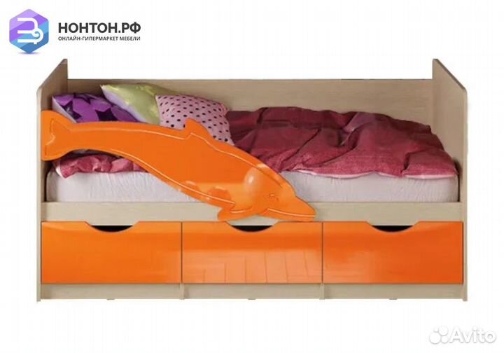 Кровать Дельфин №1 оранжевый металлик