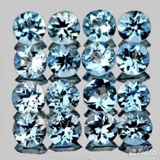 Аквамарин натуральный 0,92Ct 2,0мм 30шт VVS Круг