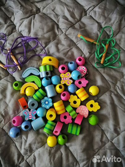 Деревянные бусины, шнуровка