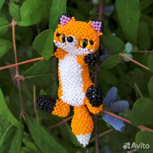 Брелок из бисера, амигуруми, звезда, колокольчик