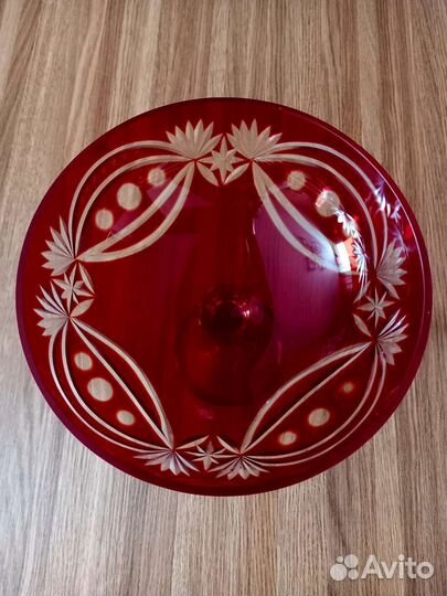 Ваза из рубинового стекла, хрусталь, СССР