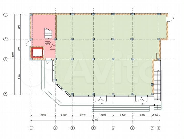 Здание: пять этажей по 300м2 общая площадь 1620м²