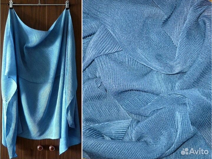 Палантин шарф плиссированный. Шёлк 80 x 160 см